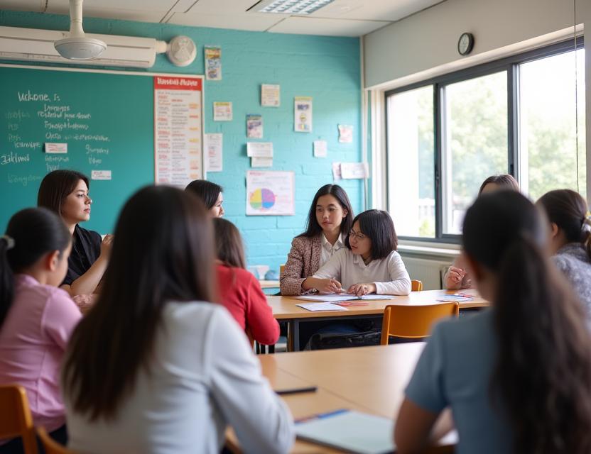 English language learning classroom with experienced teachers