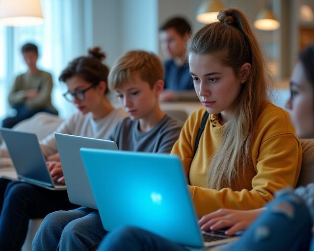 Students engaged in online learning at TalaVista